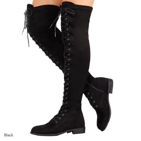 Charlotte Russe Shoes - Over The Knee Suede Combat Boots